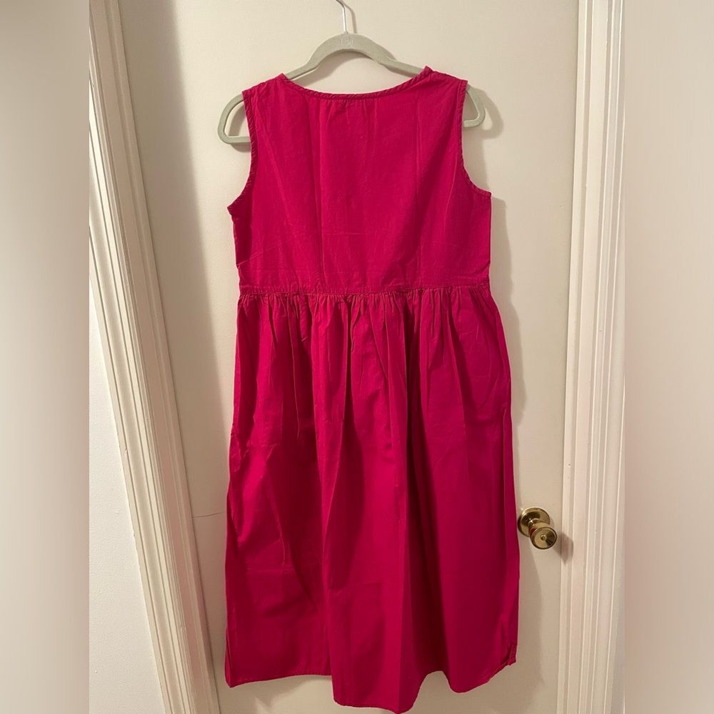 90’s VTG Bryn Connelly 100%Cotton Cottagecore Embroidered Pink Sleeveless  Dress - Picture 2 of 6
